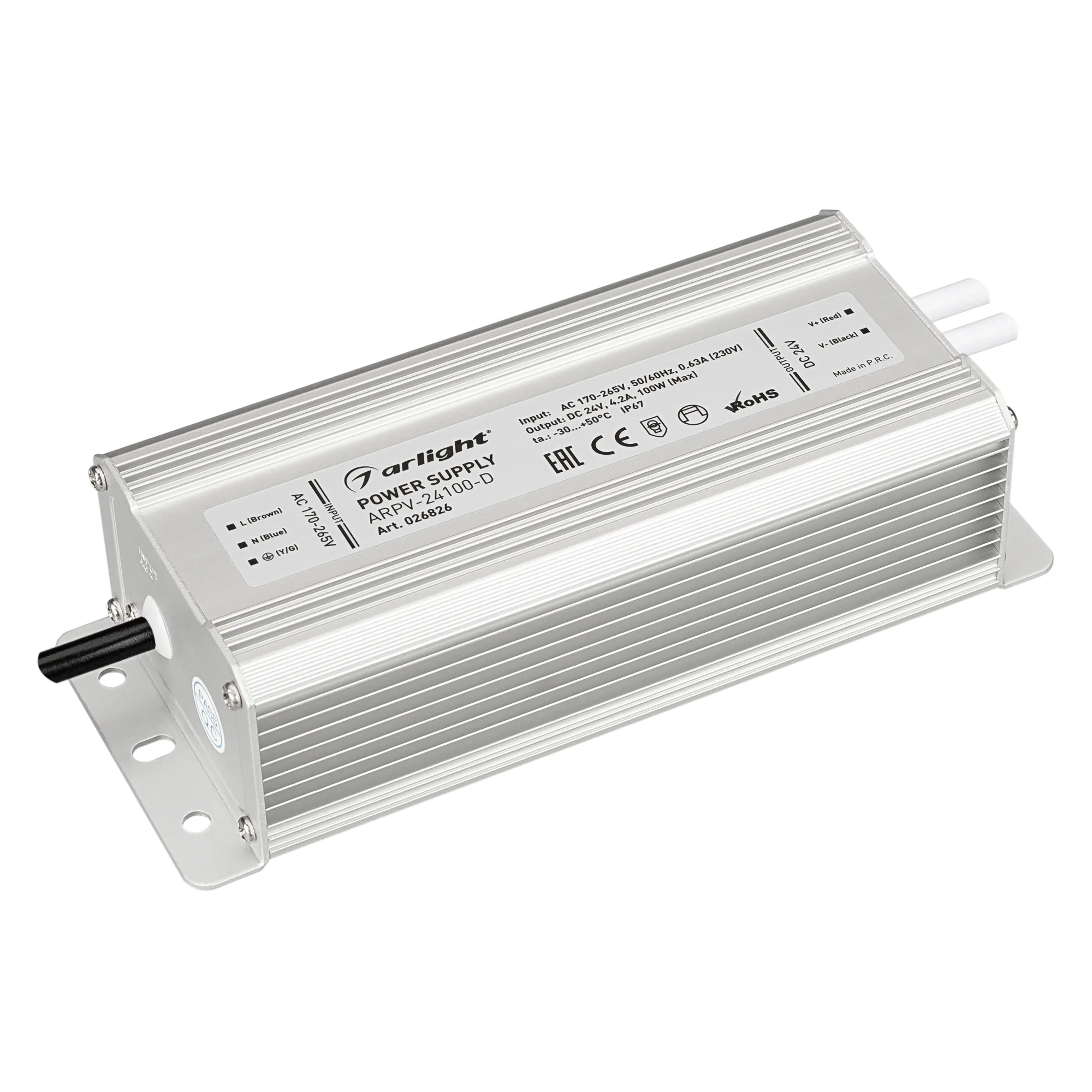 Блок питания ARPV-24100-D (24V, 4.2A, 100W) (Arlight, IP67 Металл, 3 года) - изображение товара