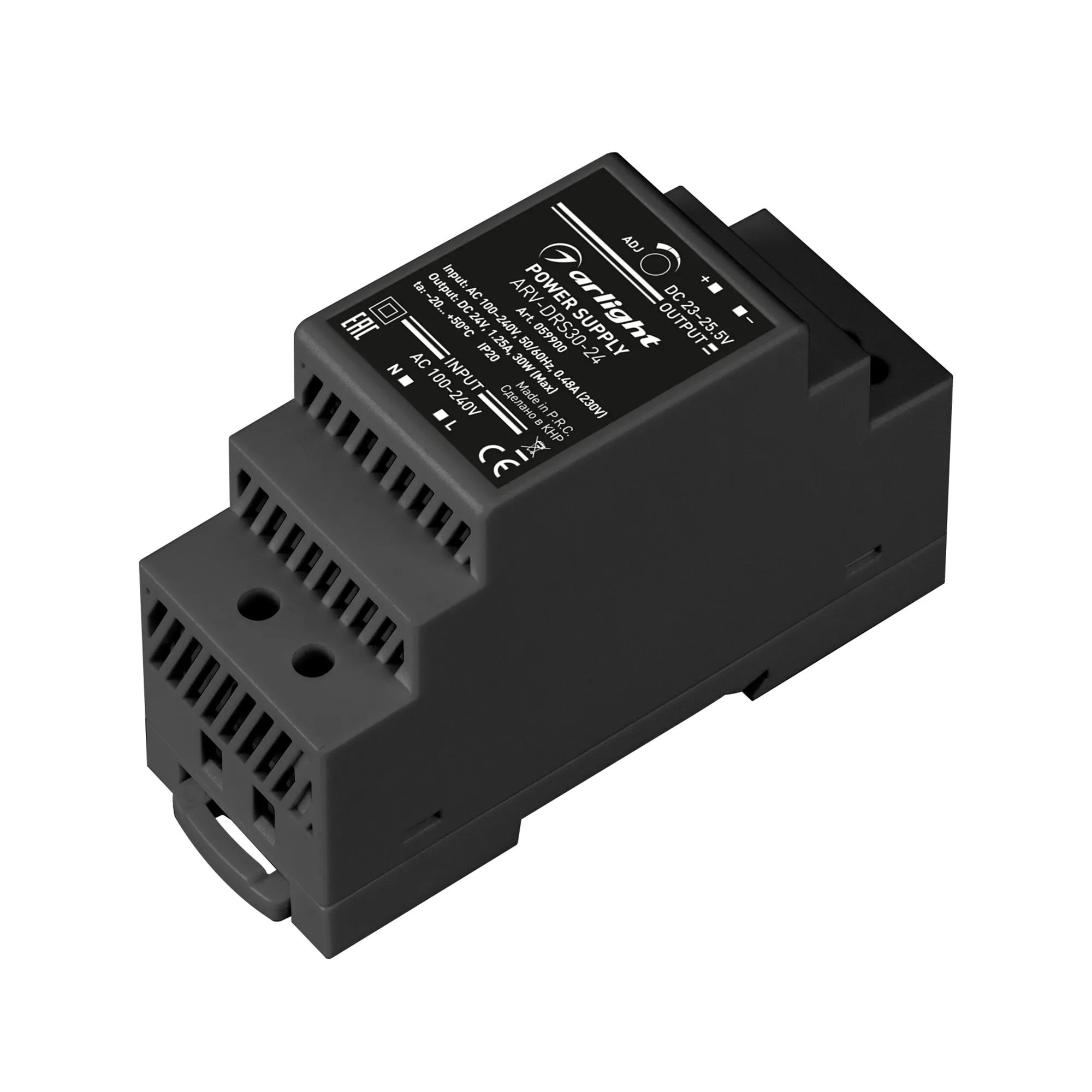 Блок питания ARV-DRS-30-24 (24V, 1.25A, 30W) (Arlight, IP20 DIN-рейка 5 лет) - изображение товара